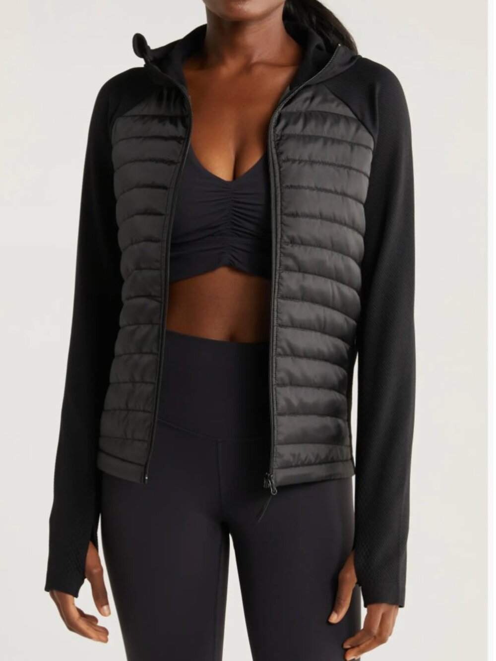 Zella  Seamless Mixed Media Puffer Jacket